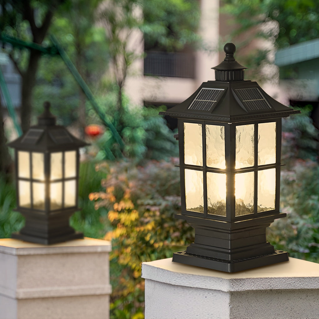 LED Pillar Lights Black Modern Solar Landscape Light