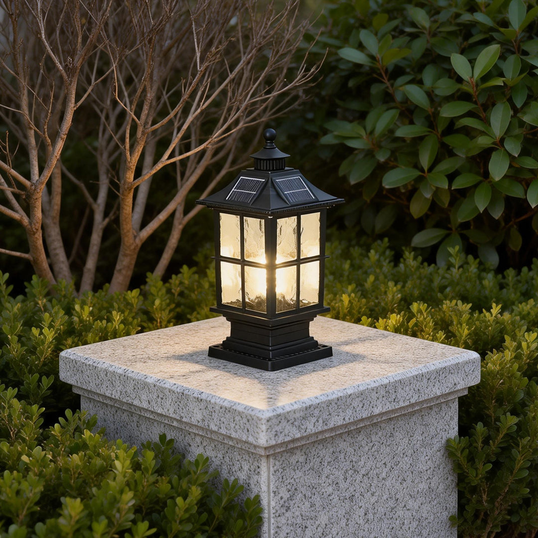 LED Pillar Lights Black Modern Solar Landscape Light
