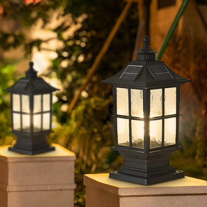 LED Pillar Lights Black Modern Solar Landscape Light