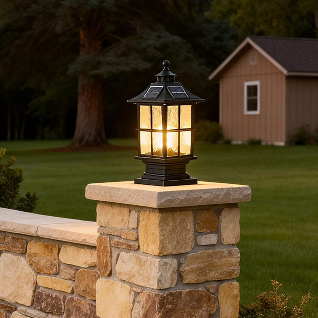 LED Pillar Lights Black Modern Solar Landscape Light