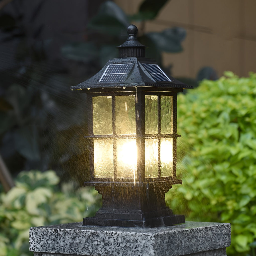 LED Pillar Lights Black Modern Solar Landscape Light