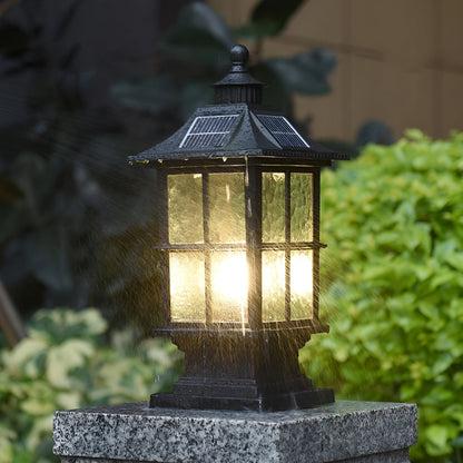 LED Pillar Lights Black Modern Solar Landscape Light
