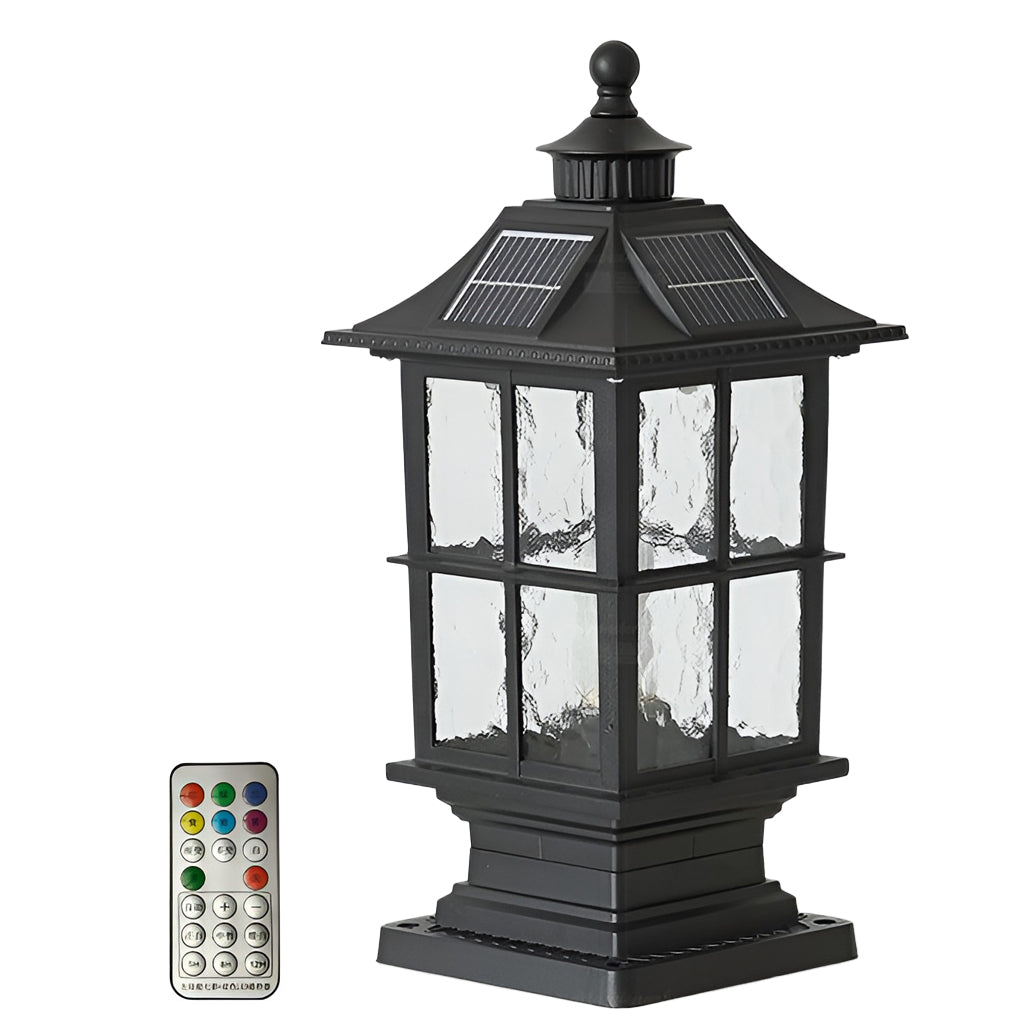 LED Pillar Lights Black Modern Solar Landscape Light