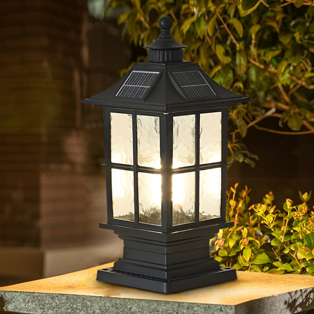LED Pillar Lights Black Modern Solar Landscape Light