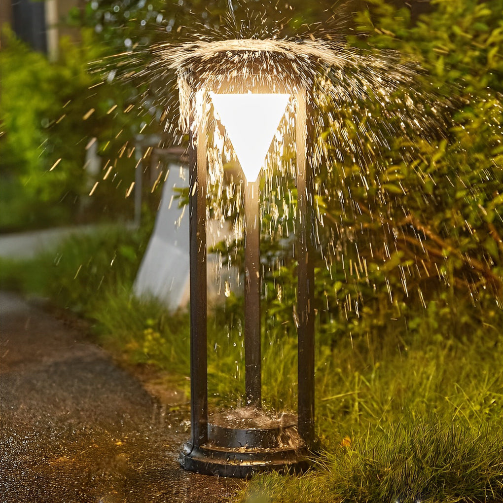 LED Solar Bollard Lights Modern Outdoor Black Lawn Light
