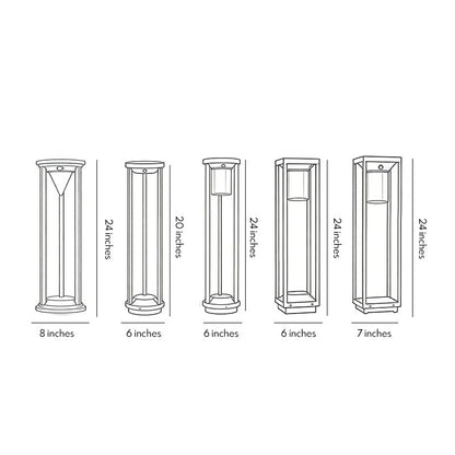 LED Solar Bollard Lights Modern Outdoor Black Lawn Light