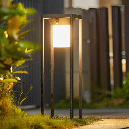 LED Solar Bollard Lights Modern Outdoor Black Lawn Light