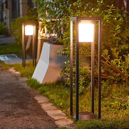 LED Solar Bollard Lights Modern Outdoor Black Lawn Light