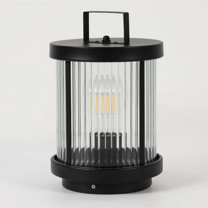 LED Solar Lanterns Outdoor Striped Glass Cylindrical Lamp