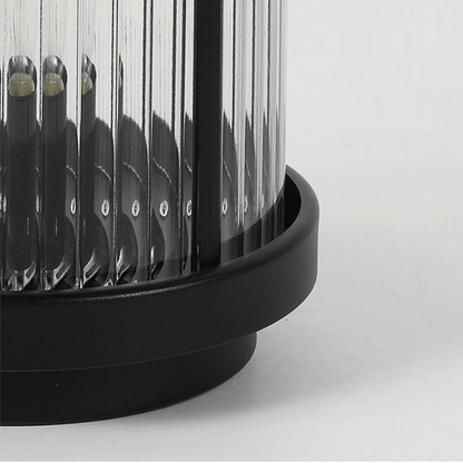 LED Solar Lanterns Outdoor Striped Glass Cylindrical Lamp