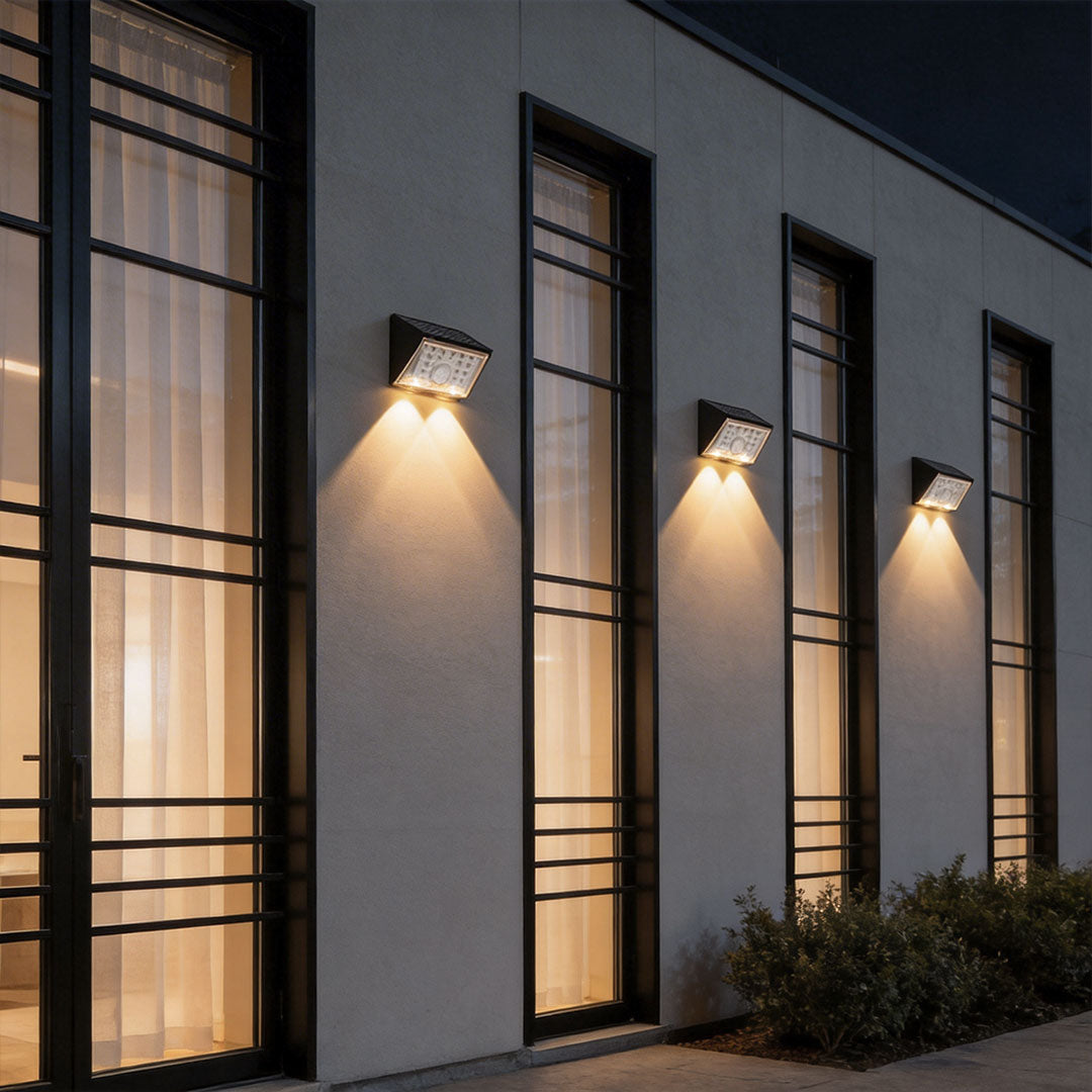 4 PCS Sensor Wall Lights Outdoor Modern Black Solar Light