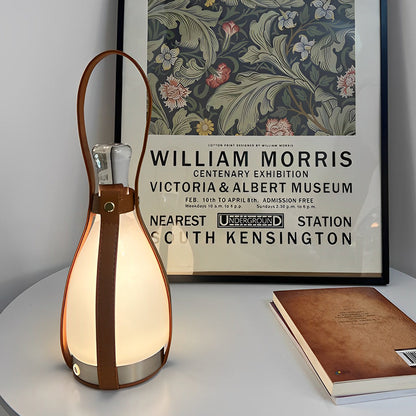 Mid-Century Cordless Table Lamp with Bottle-Shaped Glass – Dimmable LED Accent Light for Dining & Bar
