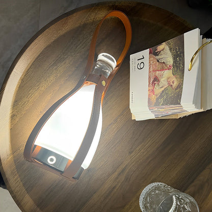 Mid-Century Cordless Table Lamp with Bottle-Shaped Glass – Dimmable LED Accent Light for Dining & Bar