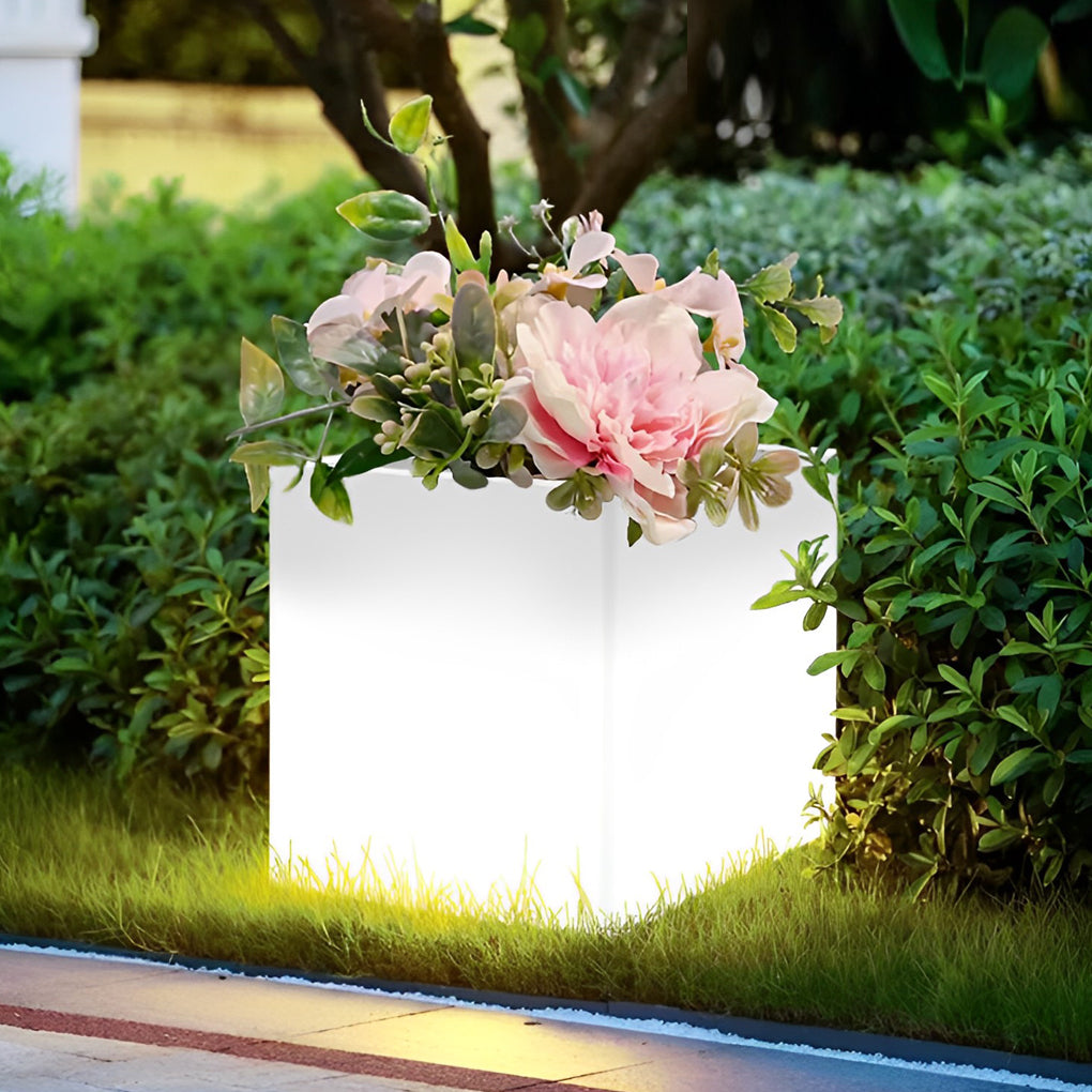 Luminous Flower Pots Square Waterproof LED Solar Light