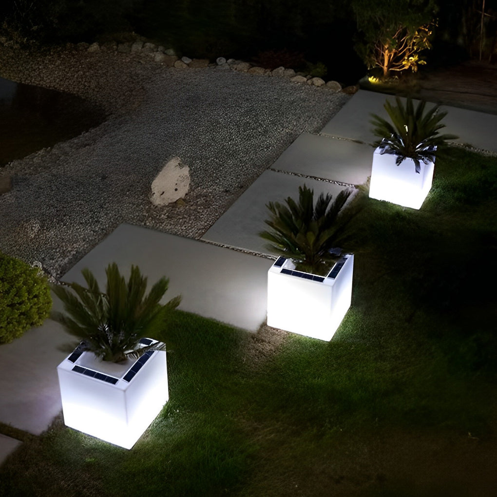 Luminous Flower Pots Square Waterproof LED Solar Light