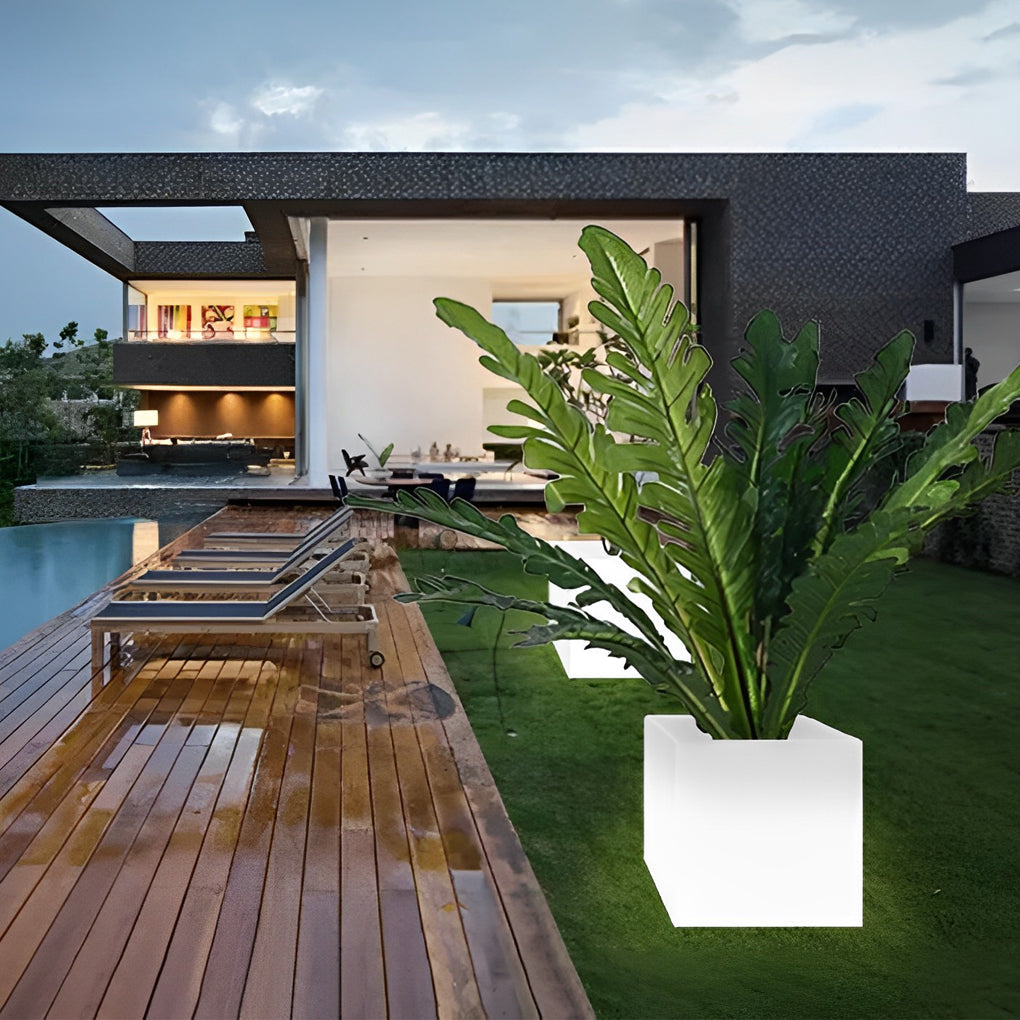 Luminous Flower Pots Square Waterproof LED Solar Light