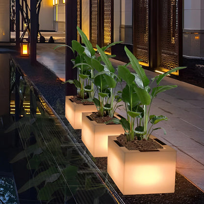 Luminous Flower Pots Square Waterproof LED Solar Light