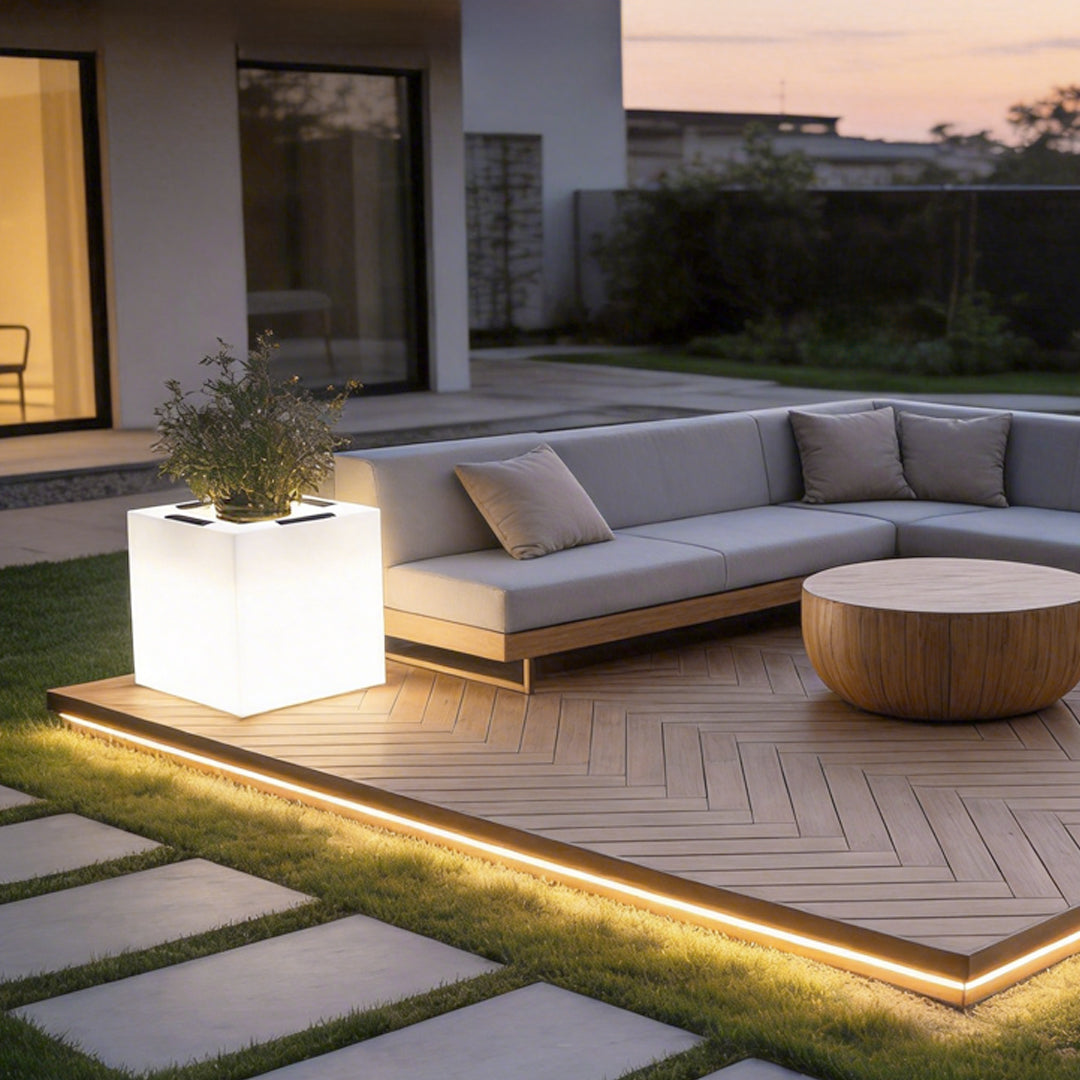 Luminous Flower Pots Square Waterproof LED Solar Light