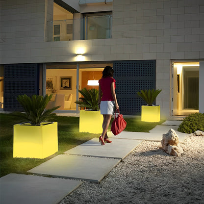 Luminous Flower Pots Square Waterproof LED Solar Light