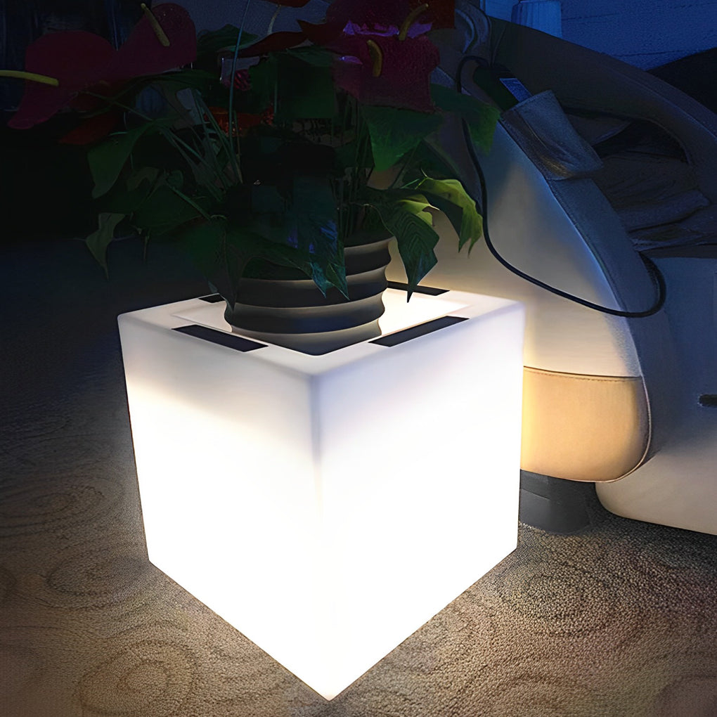 Luminous Flower Pots Square Waterproof LED Solar Light