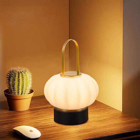 Nordic Lantern Table Lamp with LED & USB Charging – 3-Step Dimmable Atmosphere Accent Light for Bedroom