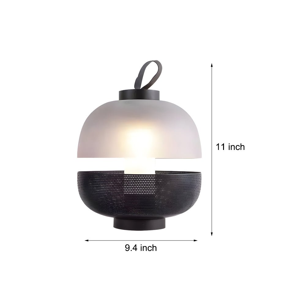 11-Inch LED Table Lamp in Mesh Metal & Frosted Glass – Contemporary Black Accent Light for Bedroom & Dining