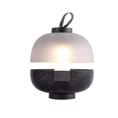 11-Inch LED Table Lamp in Mesh Metal & Frosted Glass – Contemporary Black Accent Light for Bedroom & Dining