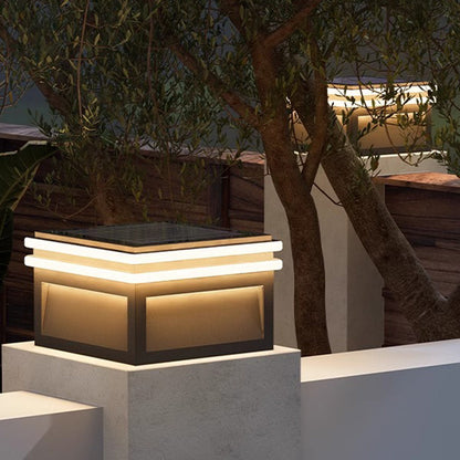 Metal Pillar Lights Minimalist Style Waterproof Square Pier Mount Lamp