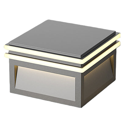 Metal Pillar Lights Minimalist Style Waterproof Square Pier Mount Lamp