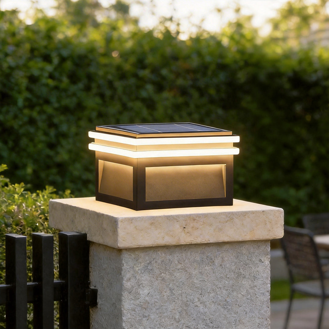 Metal Pillar Lights Minimalist Style Waterproof Square Pier Mount Lamp