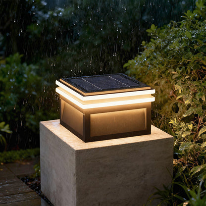 Metal Pillar Lights Minimalist Style Waterproof Square Pier Mount Lamp