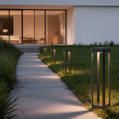 Metal Solar Pathway Lights Modern Black Aluminum Light