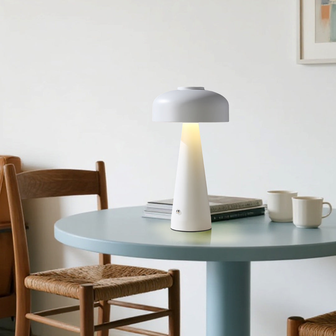 Mushroom Table Lamp Dimmable – Touch-Control Rechargeable Portable LED Bedside Light in White & Black
