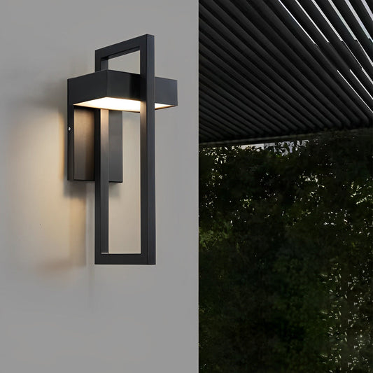 Black Outdoor Wall Sconce Modern Rectangular LED Light
