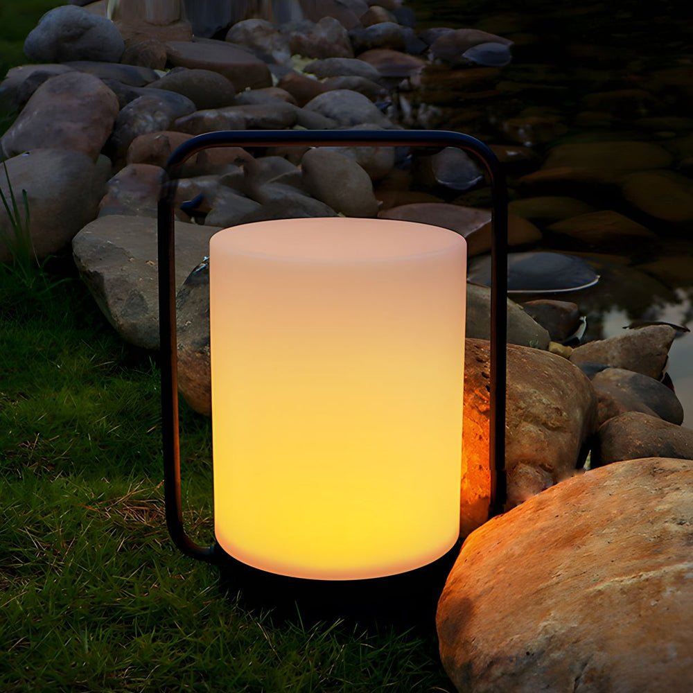 Modern Black Outdoor Table Lamp – IP65 Waterproof USB-Rechargeable Portable Patio Light with RGB & Warm White