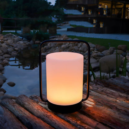 Modern Black Outdoor Table Lamp – IP65 Waterproof USB-Rechargeable Portable Patio Light with RGB & Warm White