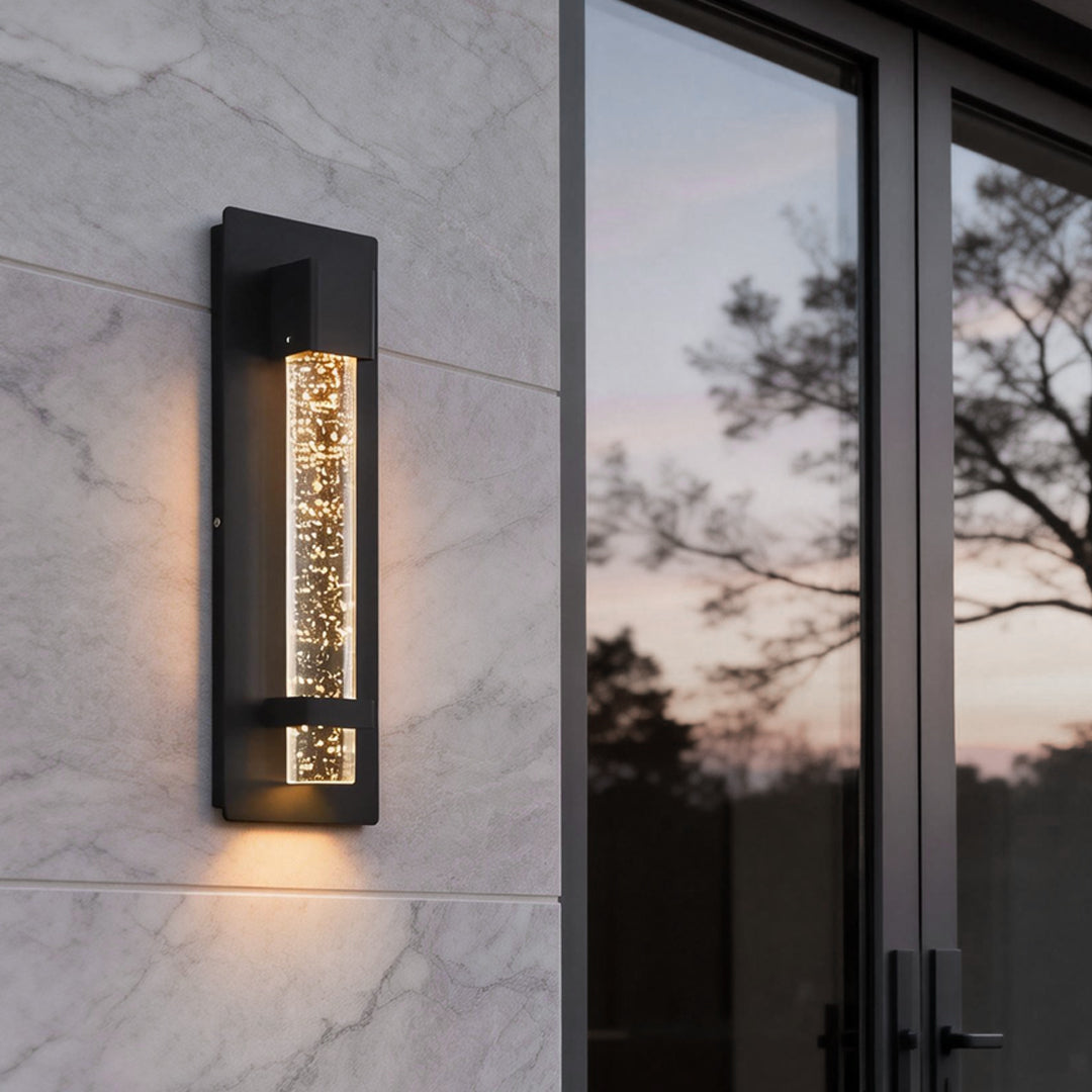 Bubble Wall Sconce Waterproof Modern Black Crystal Glass Outdoor Light