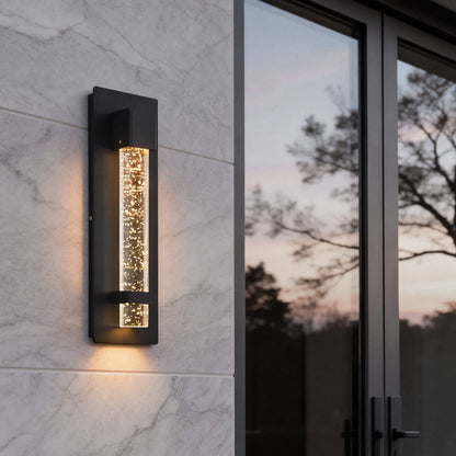 Bubble Wall Sconce Waterproof Modern Black Crystal Glass Outdoor Light