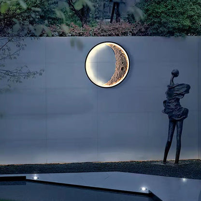 Round Resin Moon Crescent LED Hardwired Outdoor Wall Light