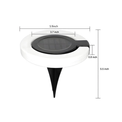 Modern Foldable Solar Deck Lights 4Pcs Round Outdoor Disk Lighting Set