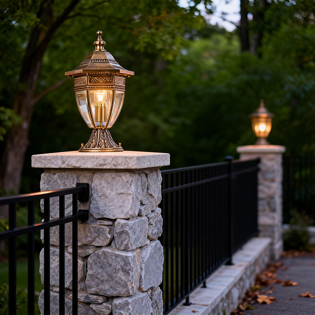 Glass Pillar Light European Style Outdoor Waterproof Lamp