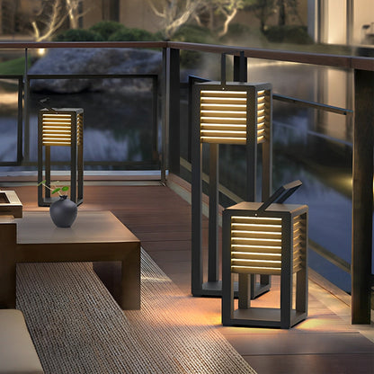 Modern Outdoor Floor Lantern Waterproof Black Portable Light