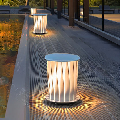 Modern Outdoor Lanterns White Twisted Metal LED Light