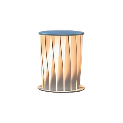 Modern Outdoor Lanterns White Twisted Metal LED Light