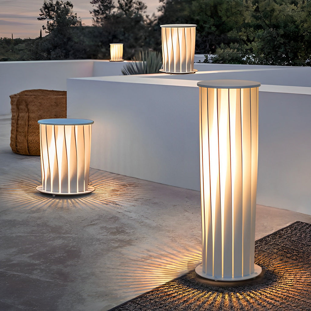 Modern Outdoor Lanterns White Twisted Metal LED Light
