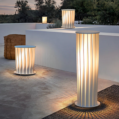 Modern Outdoor Lanterns White Twisted Metal LED Light