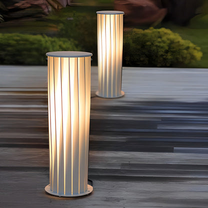 Modern Outdoor Lanterns White Twisted Metal LED Light