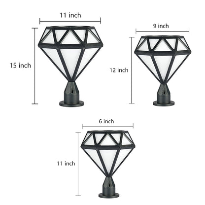 Modern Outdoor Pillar Lights Diamond-Shaped LED Waterproof Light
