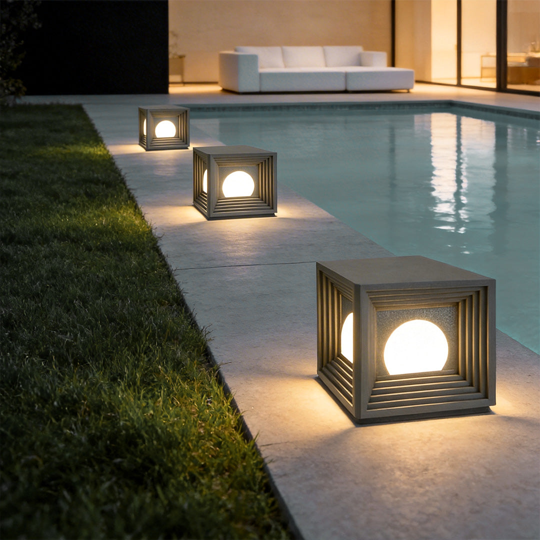 Modern Outdoor Pillar Lights Waterproof Square Creative LED Light