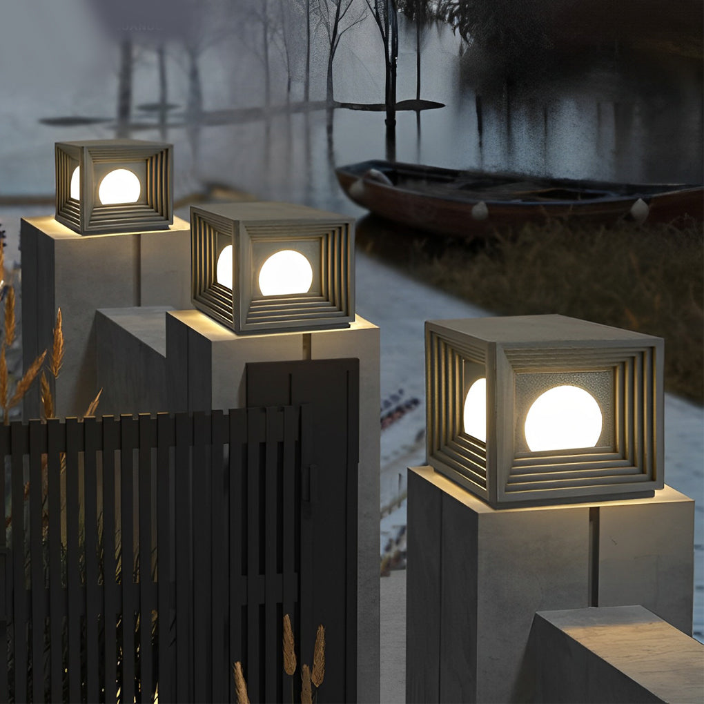 Modern Outdoor Pillar Lights Waterproof Square Creative LED Light